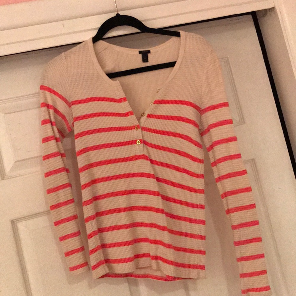 Jcrew striped waffle top